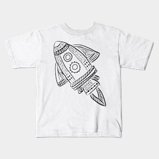 Rocket Space Ship Line Drawing Kids T-Shirt